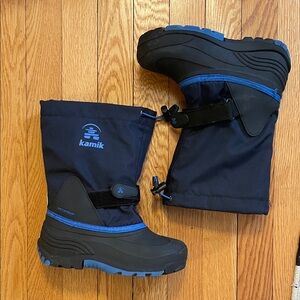Kamik Kids Black and Blue Snow Boots Size 2